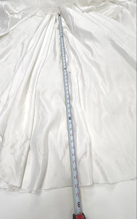 Vintage Y2K Women's White High Neck Halter Lace Beaded Wedding Dress Gown Sz 16