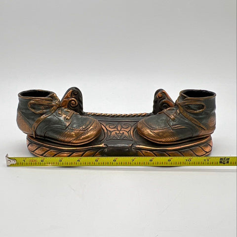 Vintage 1960s Bronze Finished Baby Shoe Display Stand 11-Inch