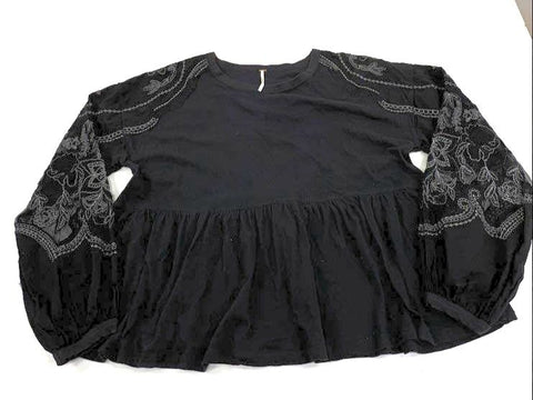 Free People Maeve Womens Top Blouse Lot Boho Embroidered Bird Print Sz M L