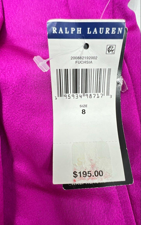 Lauren Ralph Lauren Women's Fuchsia Satin Wide Leg Pleated Pants Sz 8 NWT