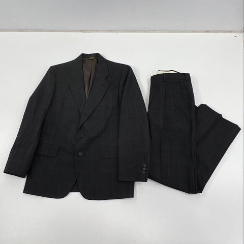 Vintage 80s John Weitz Mens Windowpane Plaid 2-Piece Suit Made in USA