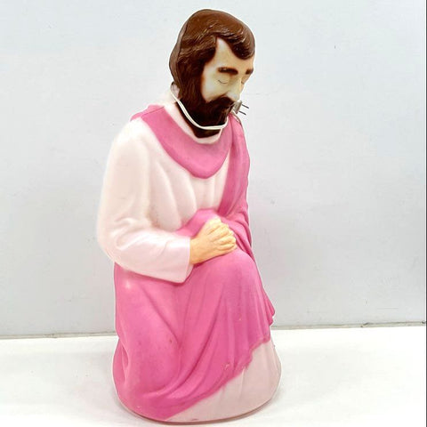 Vintage Joseph Nativity Scene Blow Mold 27" Light Up Christmas Yard Decor Pink
