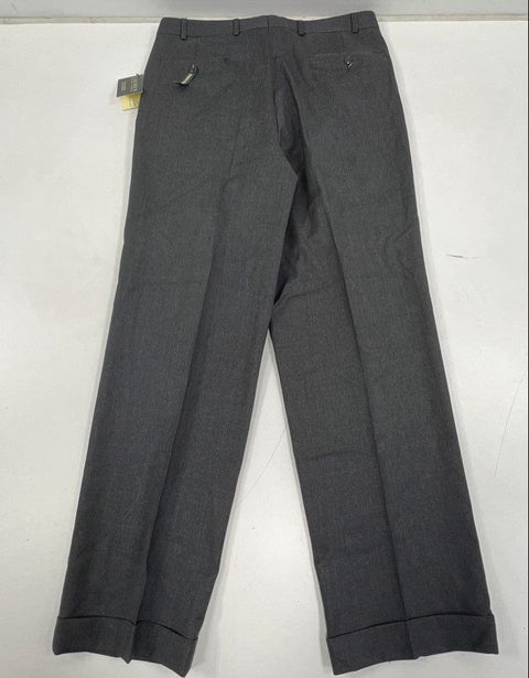 NWT Lauren Ralph Lauren Men's Gray Pleated Cuffed Dress Pants Slacks 35x32