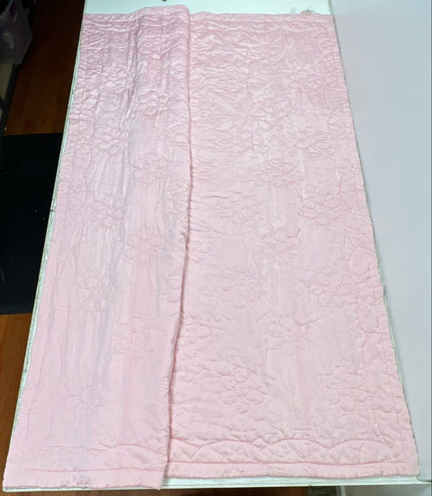 Pottery Barn Kids Girls Pink Floral Quilted Silk Blend Bedspread Sham Set