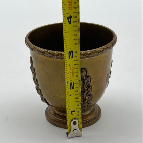 Rex Brass Cup Neoclassical Style Wreath Leaf Relief Footed Vintage