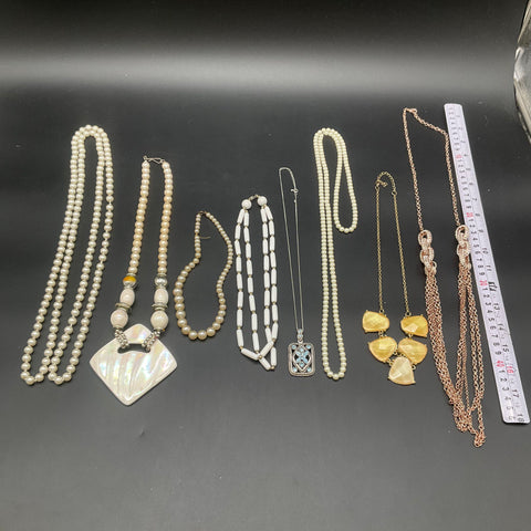 Fashion Jewelry Necklace Lot of 8 Faux Pearl Rhinestone Shell Pendant Styles