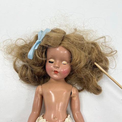 Vintage Hard Plastic Doll Blonde Hair Sleep Eyes 1950s Mid Century