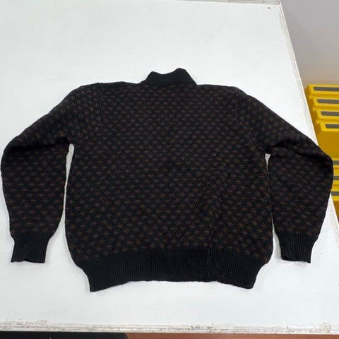 Vintage 90s J.Crew Men's Wool 1/4 Zip Pullover Sweater Black Brown Sz XL