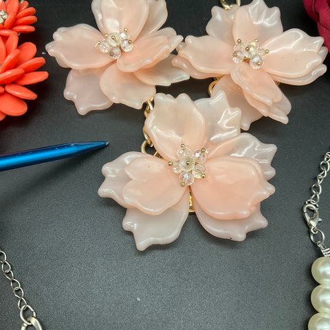Chunky Statement Floral Necklace Lot of 6 Faux Pearl Rhinestone Bib Style