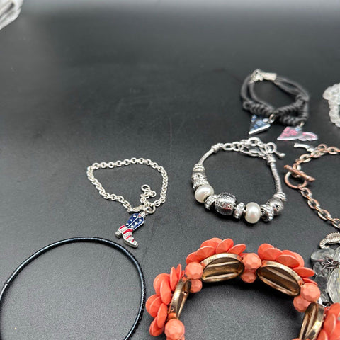 Mixed Fashion Costume Jewelry Lot 25+ Beaded Charms Bangles Cuffs Bracelets