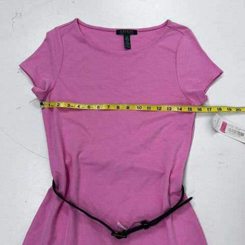 Lauren Ralph Lauren Women's Pink Belted Flounce Hem Dress NWT Size M