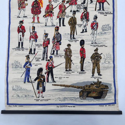 Ulster Vintage British Military Uniforms Irish Linen Wall Hanging Tapestry