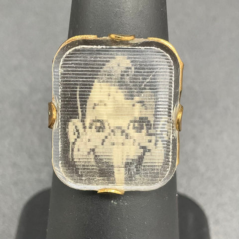 Vintage 1950s Howdy Doody Poll-Parrot Metal Lenticular Flicker Ring Adjustable