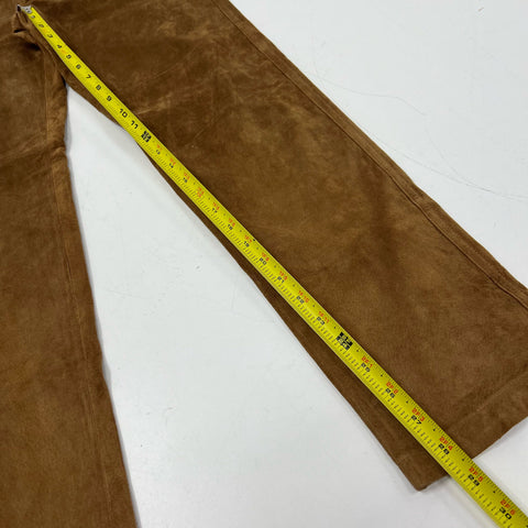 Hugo Buscati Brown Vintage Y2K Suede Leather High Rise Straight Pants Women's 4