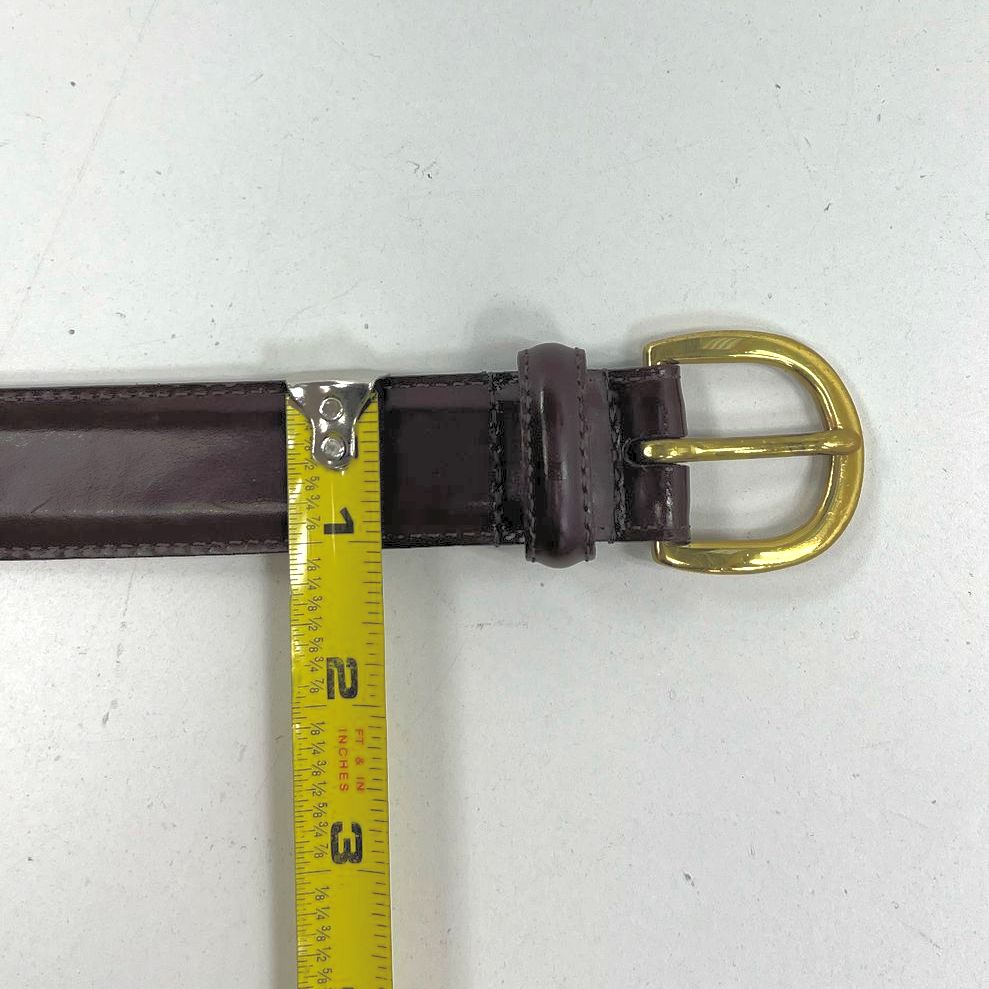 VTG Women's Coach Burgundy Maroon Wine Cowhide 3921 Brass Buckle Belt - Size 38