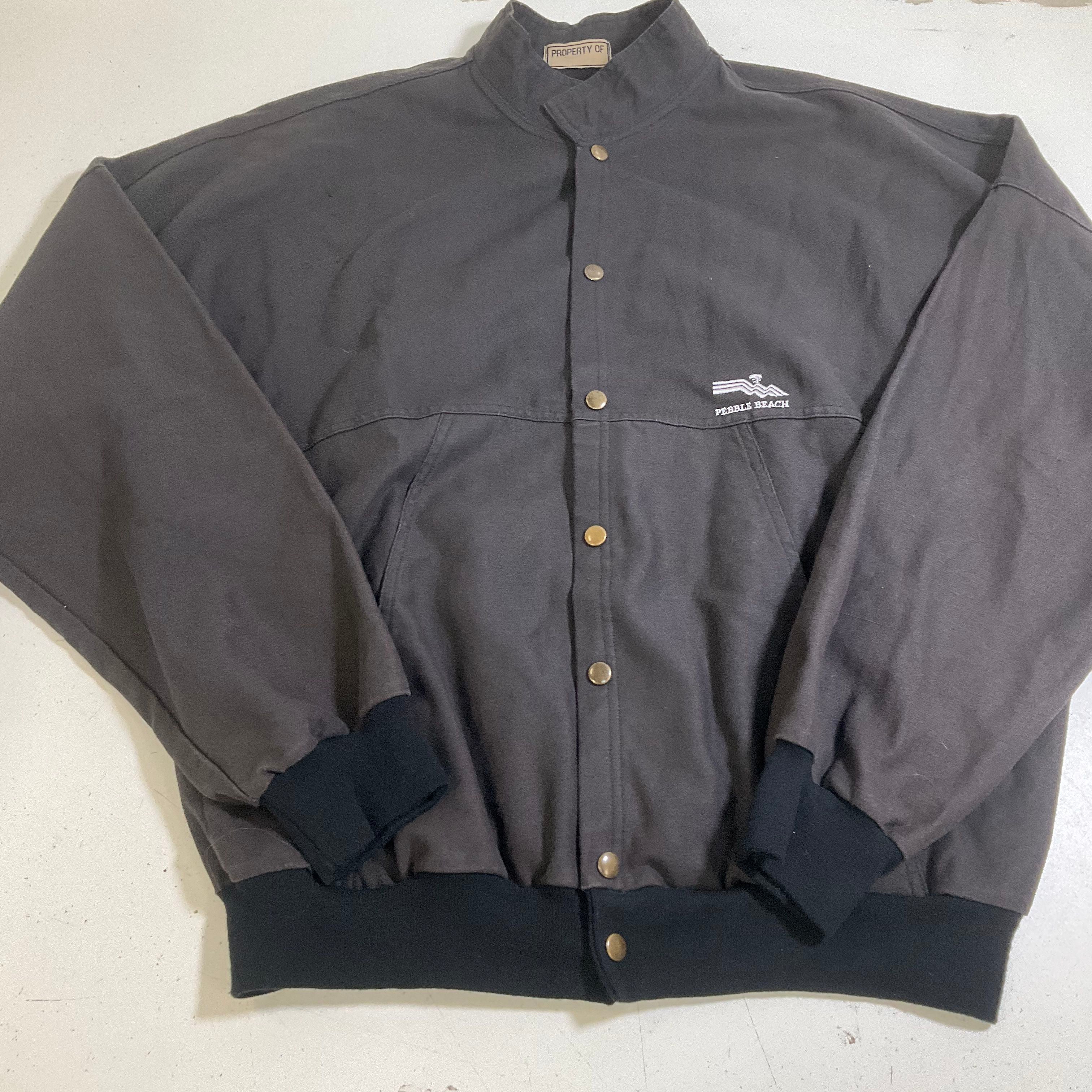 Vintage 90s Property Of Pebble Beach Gray Canvas Bomber Jacket Men's XL