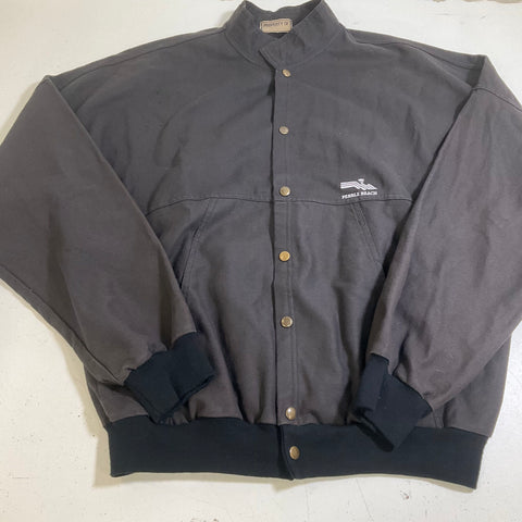 Vintage 90s Property Of Pebble Beach Gray Canvas Bomber Jacket Men's XL