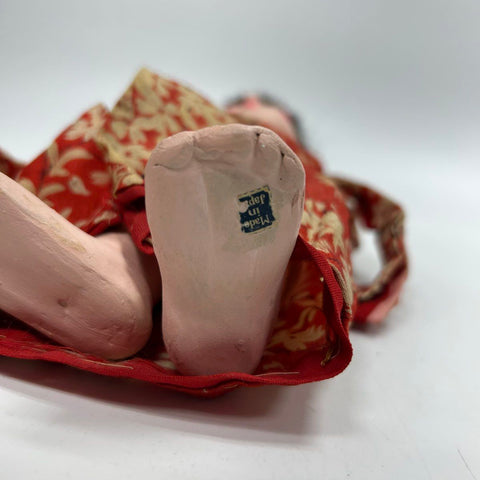 Vintage Japanese Doll Red Kimono 15 Inch Traditional Made in Japan