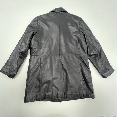 Vintage Y2K Kathy Ireland Black Genuine Leather Quilted Jacket Womens L
