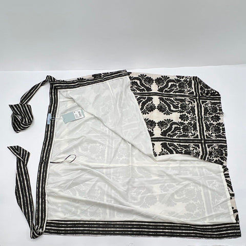 Antonio Melani Women's Black White Graphic Ornate Floral Wrap Skirt NWT Sz 14