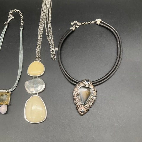 Chico's Statement Necklaces Lot of 4 Multi-Strand Boho Stone Resin Accents