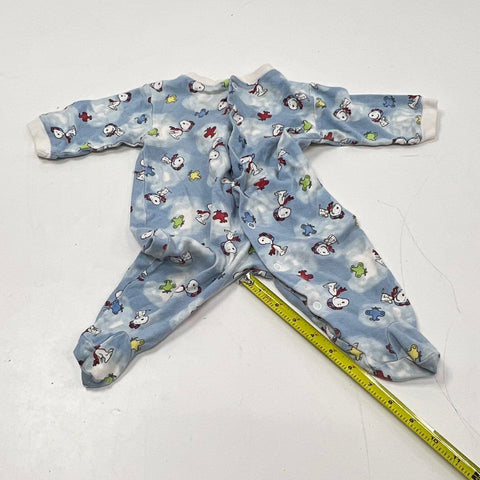 Baby Snoopy Blue Red Baron Clouds Vintage Y2K Footed Sleeper Pajamas Sz 6-9M