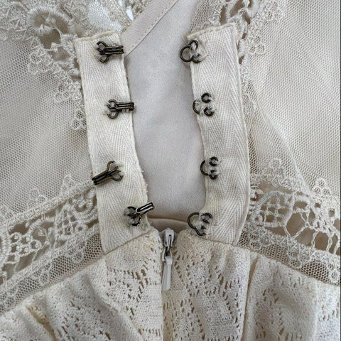 Free People Hooked On You Ivory Lace Fit & Flare Mini Dress NWT Size 4