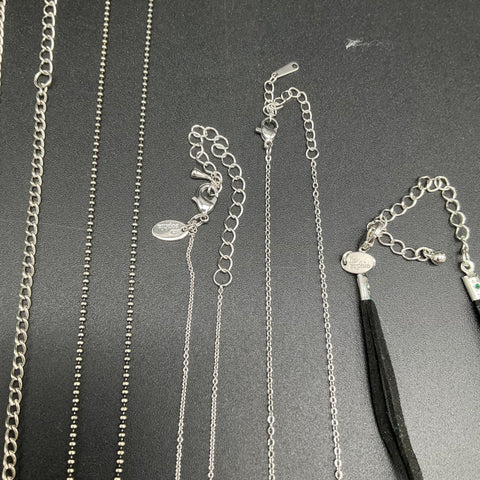 Fossil Lia Sophia Boho Jewelry Lot of 14 Necklaces Pendants Figaro Silver Tone