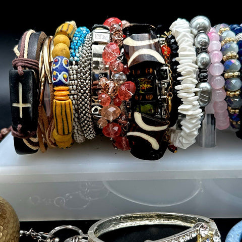 Fashion Jewelry Bracelet Lot Vintage to Modern Beaded Bangles Cuffs Pcs