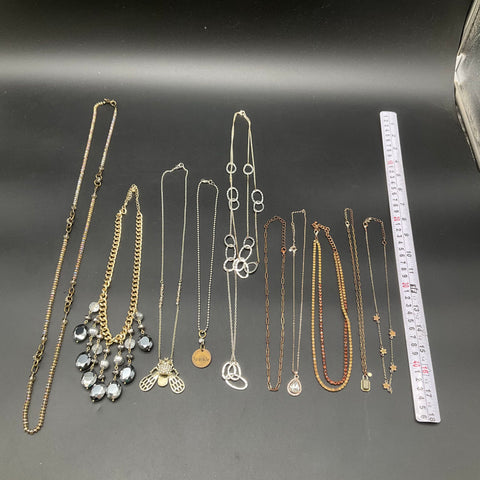 Fashion Costume Jewelry Lot of 10 Necklaces Statement Bee Rhinestones Mixed Tone