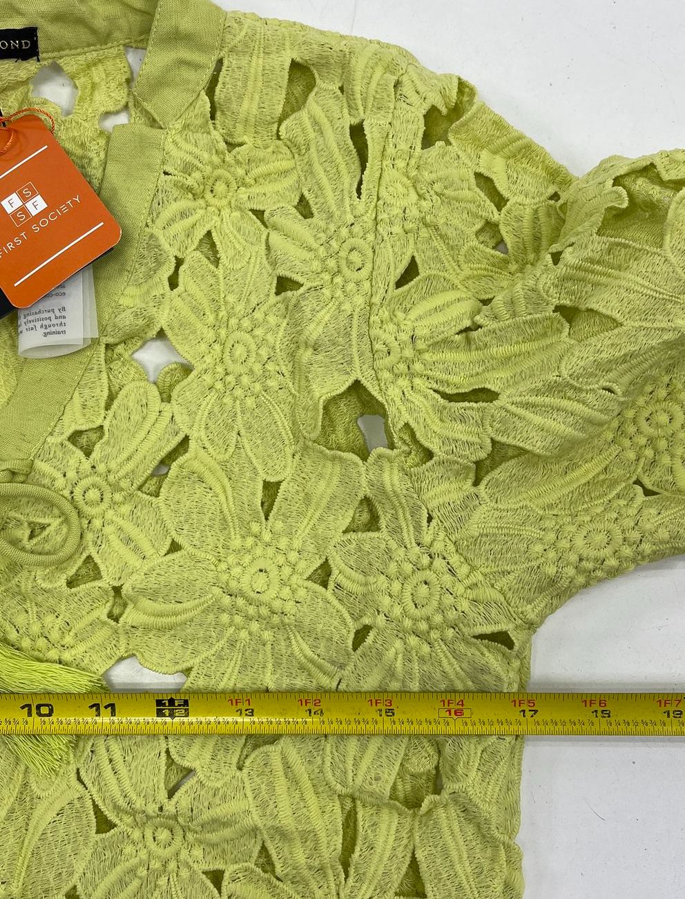 America & Beyond Neon Lime Floral Lace Cover-Up Dress Women's M NWT
