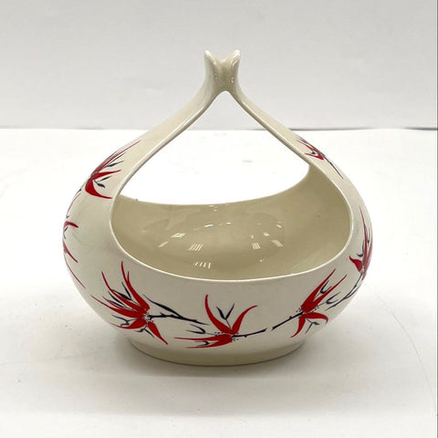 Hallcraft Eva Zeisel Bird of Paradise Ceramic Gondola Basket Bowl Mid Century