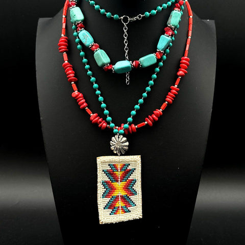 Southwestern Style Costume Jewelry Lot Turquoise Red Coral Tone 20+ Pieces
