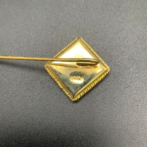 Vintage Italy Micro Mosaic Sunflower Stick Pin Gold Tone Floral Lapel Pin 2.5"