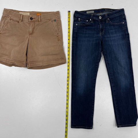 Paige & AG Adriano Goldschmied Women's Jeans & Shorts Lot Blue Tan Sz 26 27