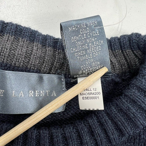 Oscar de la Renta Men's Blue Gray NWT Patchwork Colorblock Sweater XXL