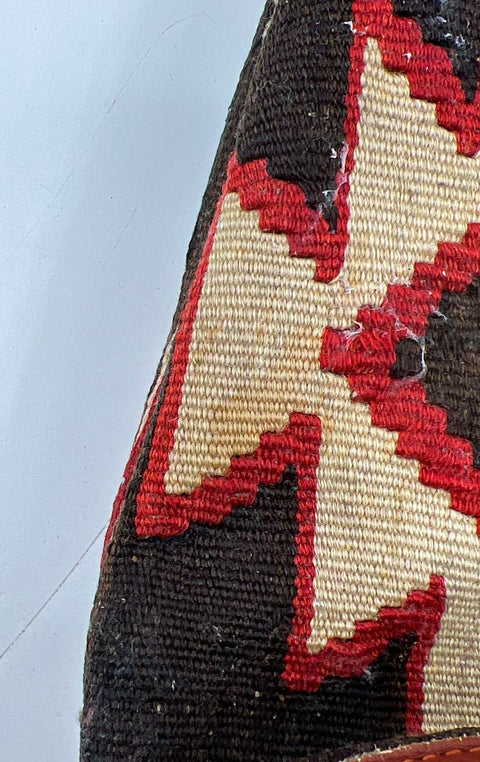 Vintage 90s Yun Art Brown Woven Kilim Southwestern Leather Shoulder Bag Tote