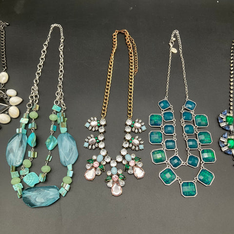 Fashion Statement Necklace Lot of 5 Rhinestone Beaded Bib Collar Necklaces
