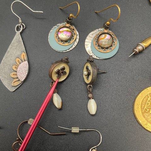 Artisan Boho Earring Lot 14 Pairs Dangle Drop Hoop Vintage Style Mixed Jewelry