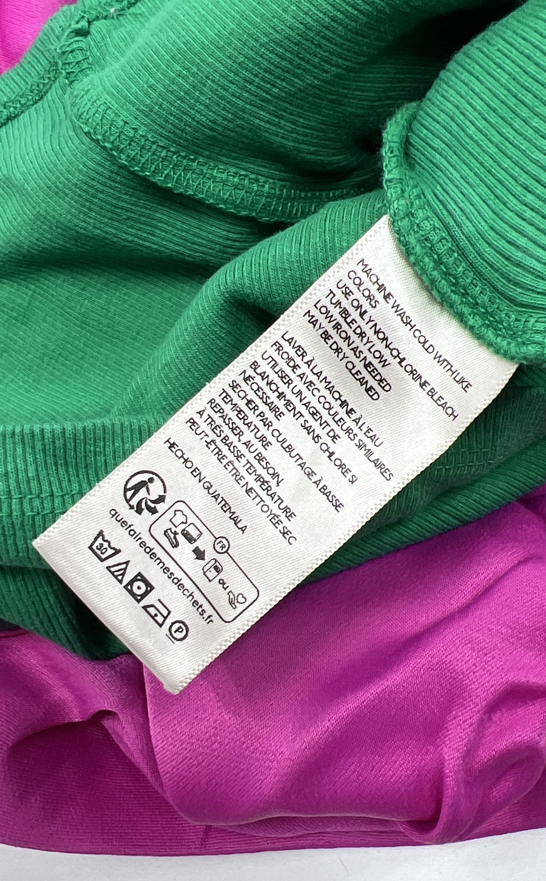 Anthropologie Maeve Green Ribbed T-Shirt Magenta Skirt Set Women's Small