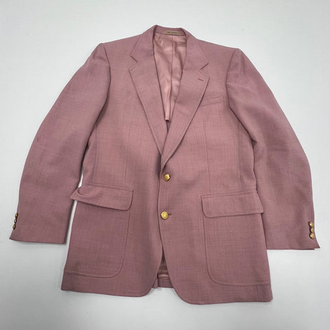Vintage 80s Stanley Blacker Pink Patch Pocket Blazer Sport Coat Made in USA