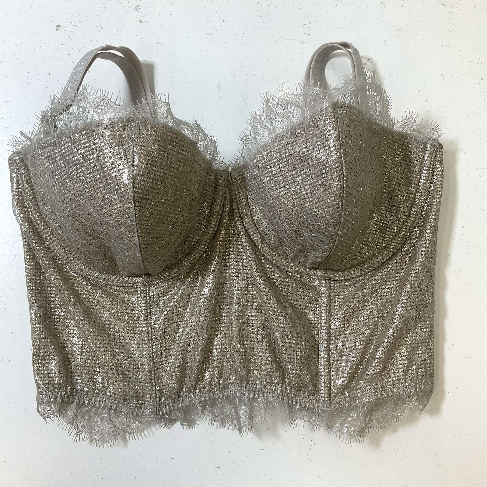 Victoria's Secret Women's Gold Shimmer Lace Underwire Bustier Size 36C NWT