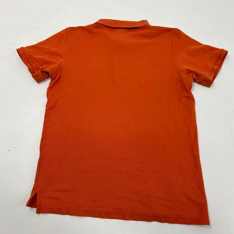 Psycho Bunny Classic Pima Cotton Polo Shirt Orange Logo Made in Peru Sz 4