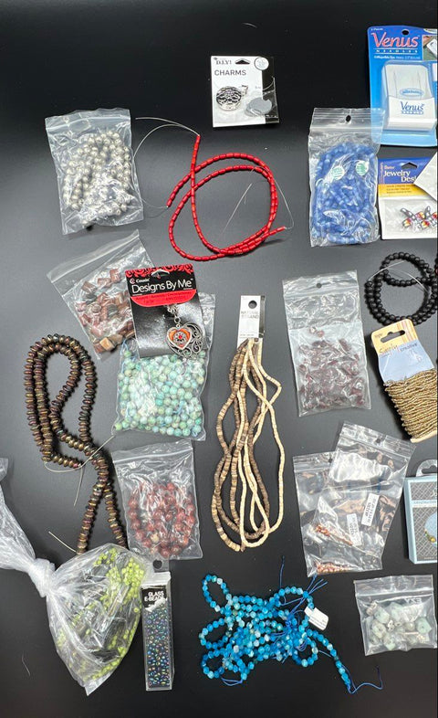 Jewelry Making Supplies Lot Glass Stone Beads Charms Jolee's Needles 3.5 lbs
