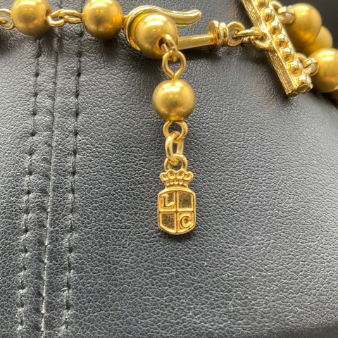 Vintage Liz Claiborne Gold Tone Double Strand Matte Bead Necklace 18"