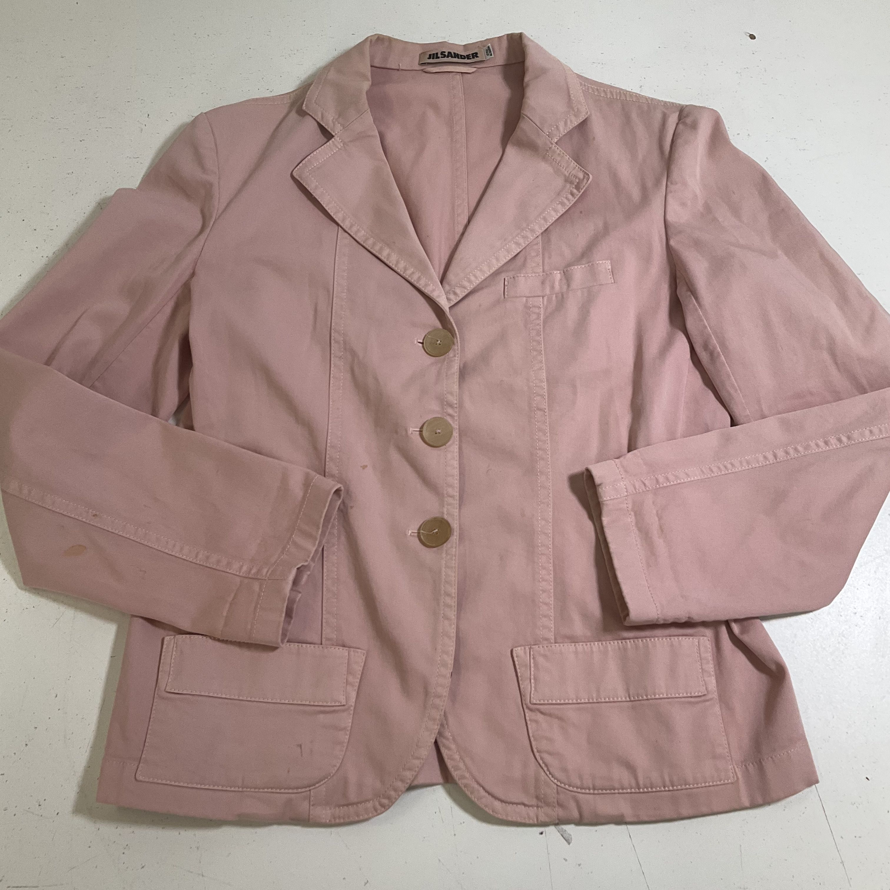Vintage 90s Jil Sander Pink Cotton Minimalist Chore Jacket Women's Size 38 IT