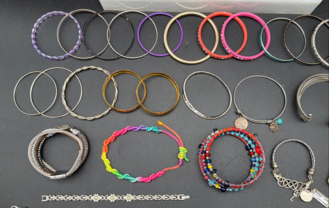 Vintage to Modern Costume Jewelry Bracelet Lot Bangles Beaded Charms
