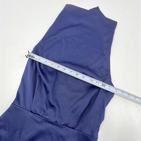 Elliatt Women's Camo Dress Navy Blue High Neck Asymmetrical Wrap NWT Sz S