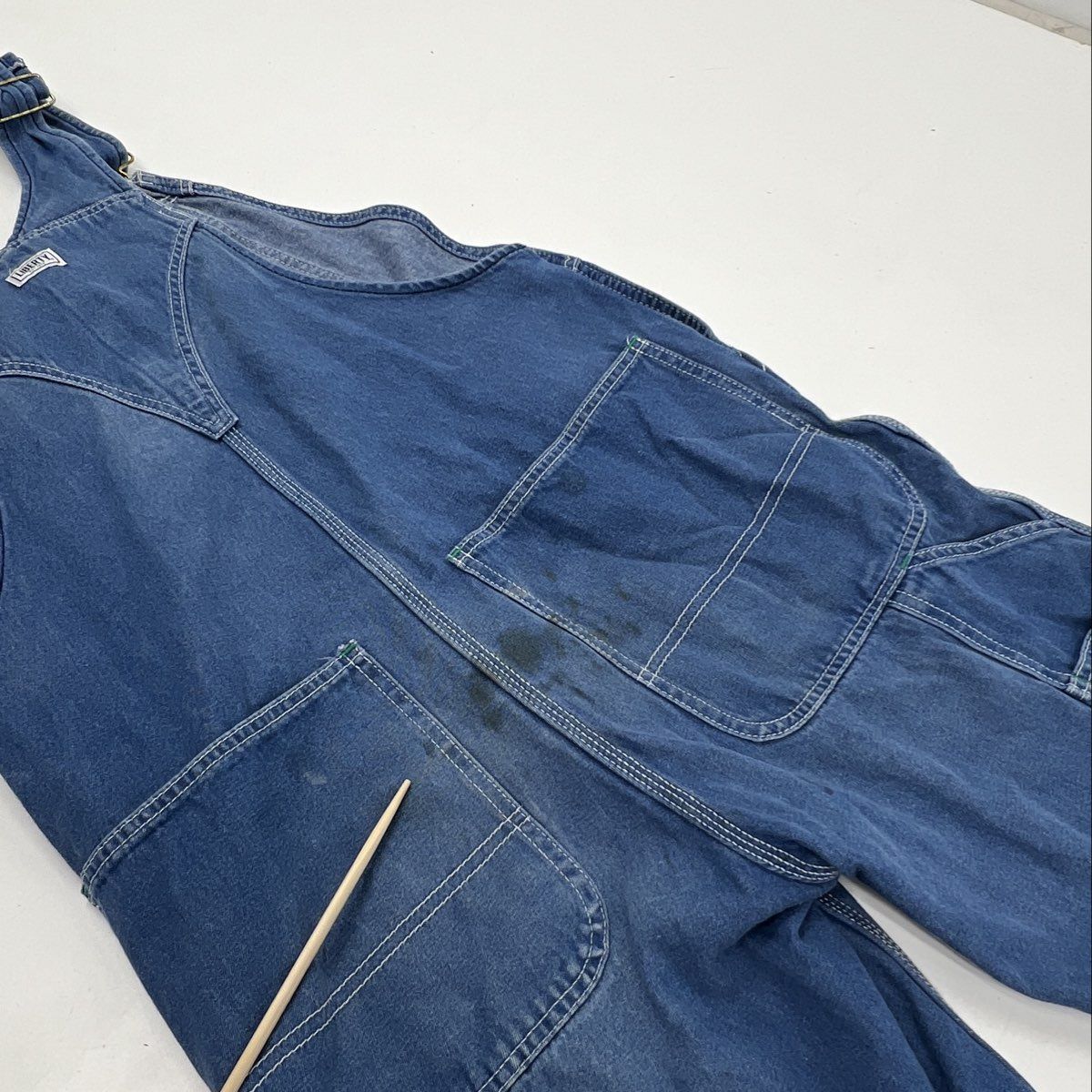 Liberty Denim Bib Overalls Carpenter Triple Stitch Blue Workwear