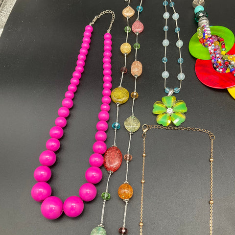 Vintage to Modern Costume Jewelry Lot 1.1 lbs Beaded Statement Necklaces 11pc